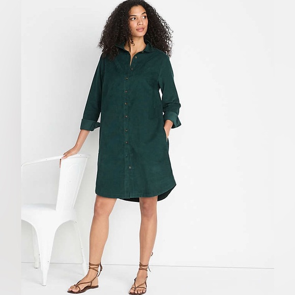 Land’s End Corduroy Shirt Dress - Picture 1 of 8